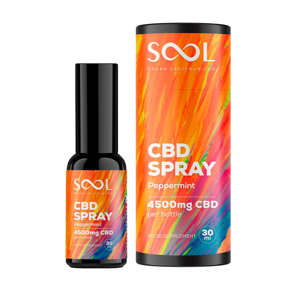 Sool Broad Spectrum Cbd Oil Spray Peppermint 4500 mg bottle+box